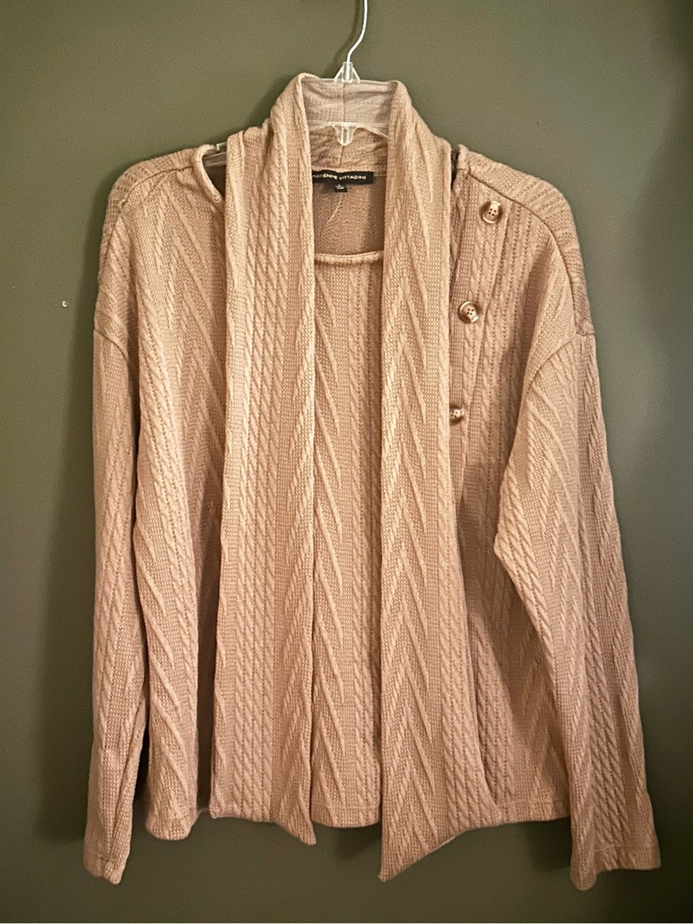 Adrienne Vittadini Neutral Beige Cable Knit Sweater